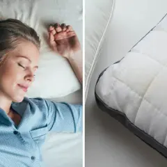 En kvinna sover gott. Bredvid syns en kudde som behöver torktumla för att bli fräsch igen.