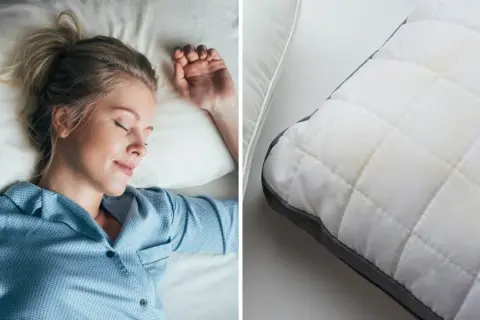 En kvinna sover gott. Bredvid syns en kudde som behöver torktumla för att bli fräsch igen.